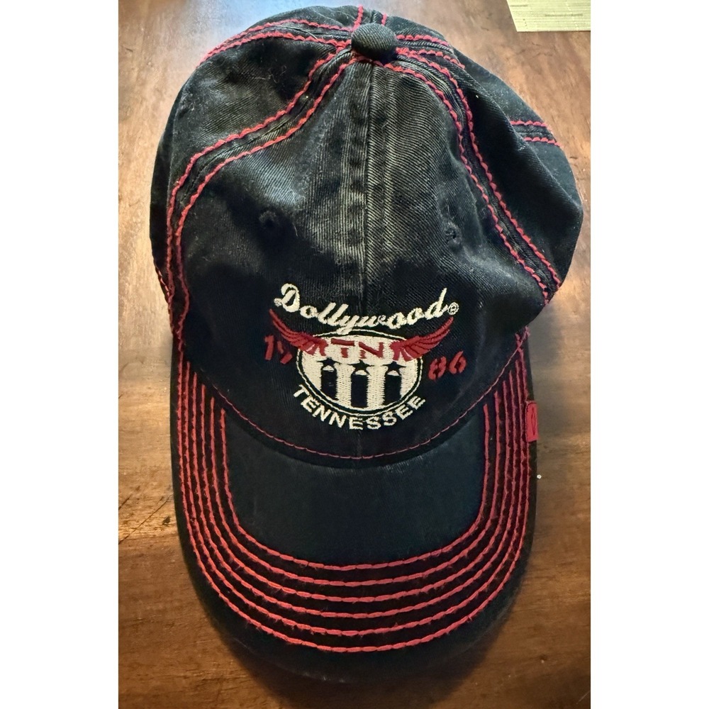 DOLLYWOOD Hat/cap Dolly Parton Amusement Park Gatlinburg TN Black Red